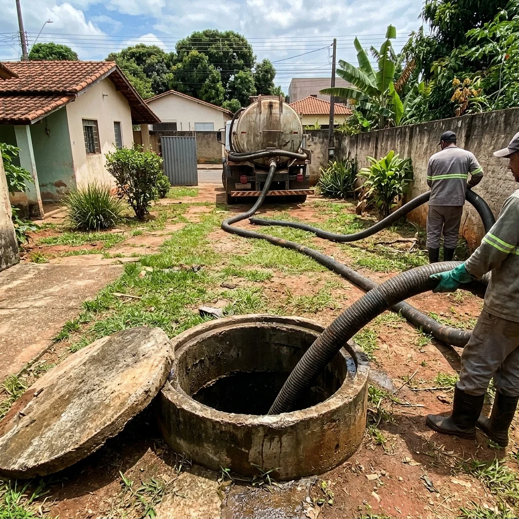 Limpeza de fossa com caminhão